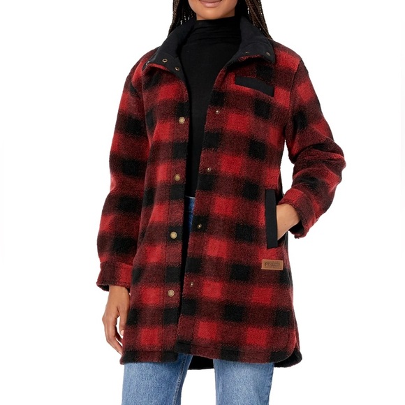 NWT Pendleton Women's Berber Fleece Long Plaid Jacket Size